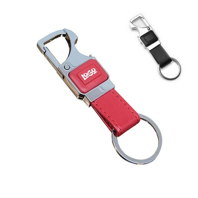 LED PU Leather Keychain Bottle Opener
