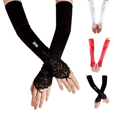 Long Flapper Evening Opera Satin Gloves