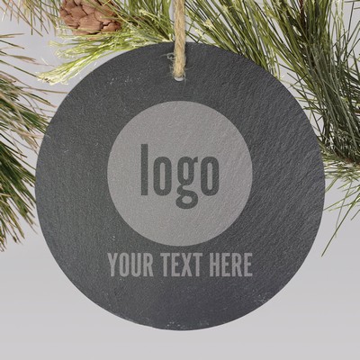 Personalized Corporate Logo Slate Round 4" Ornament