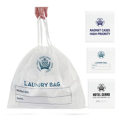 Travel-friendly Plastic Hotel Laundry Bags with Drawstring and Label Strips