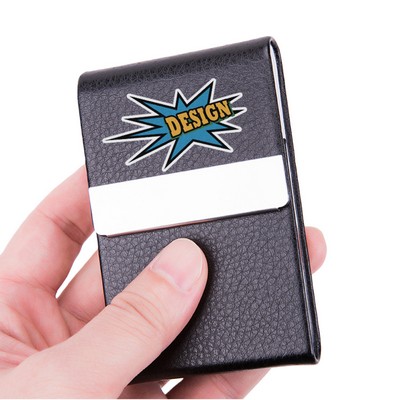Premium Business Card Holder in PU Leather and Stainless Steel