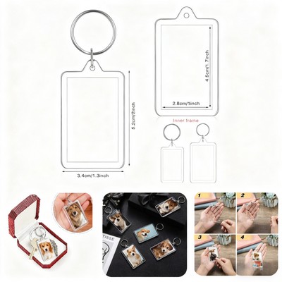 2" x 1.3" Photo Insert Keychain with metal loop