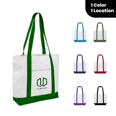 Large Cotton Boat Tote Bag with Pocket