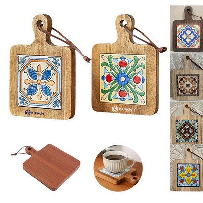 Natural Wood Tiles Pot Mat