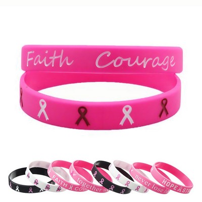 Pink Ribbon Breast Cancer Silicone Wristbands