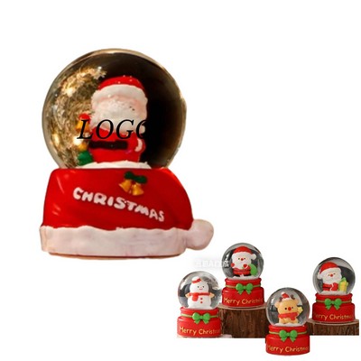 Christmas Sleigh Glowing Snow Globe Resin Ornament