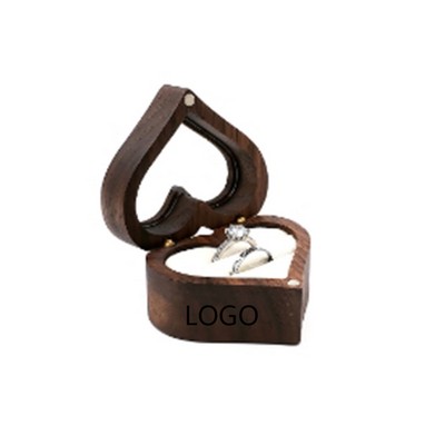Wooden Heart-Shaped Ring Box