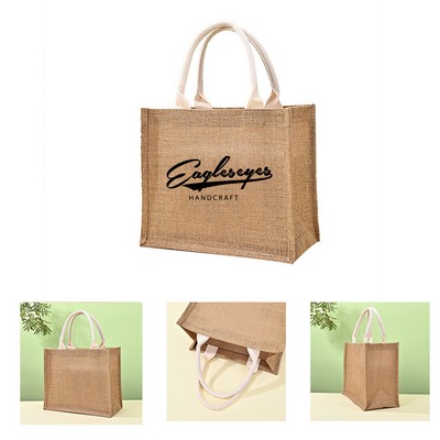 Natural Linen Tote Bag with Handle
