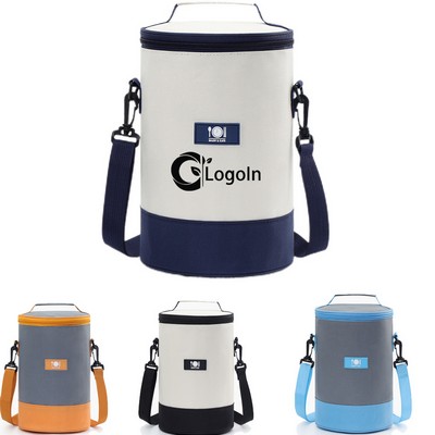 Japanese Style Round Bento Bag, Large Capacity Insulated Lunch Tote Lunch Bag