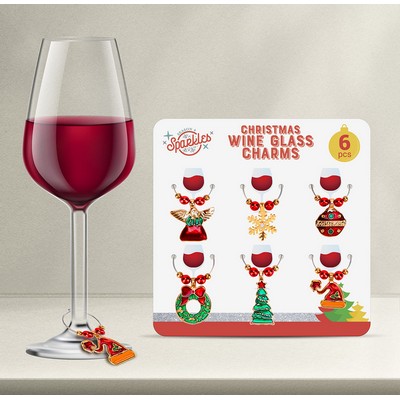 6 Pack Christmas Wine Glass Charms