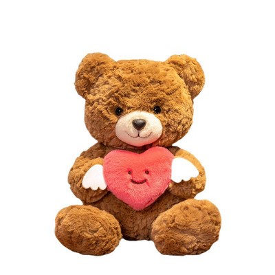 Sweet Heart Cuddle Bear Plush Soft Teddy Bear with Love Heart for Valentine's Day & Kids' Gift