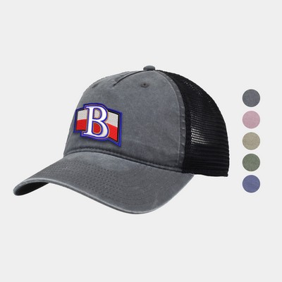 Pigment Dyed Twill Trucker Cap with Slide Buckle