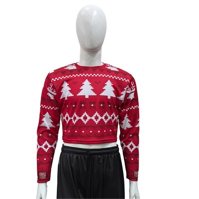 150GSM Mesh Jersey Cropped Long Sleeve Crew Neck