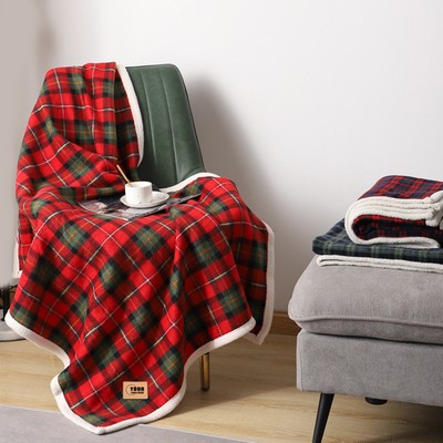 Scottish Coral Fleece Plaid Blanket