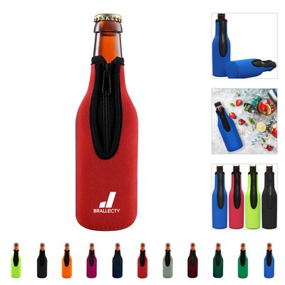11 Oz Neoprene Zipper Beer Bottle Cooler