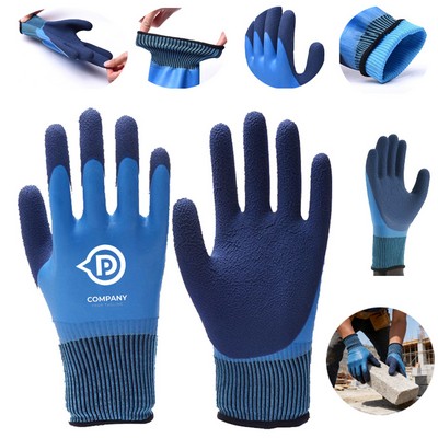 Blue Latex Waterproof Fully Coated Grip Work Gloves