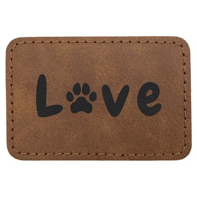 Rectangle Premier Engraved Patch with Adhesive, Dark Brown Faux Leather, 3" x 2"