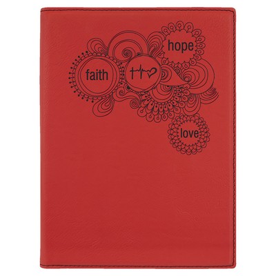 Red Small Leatherette Portfolio with Lined Notepad - Laser Engraves to Black