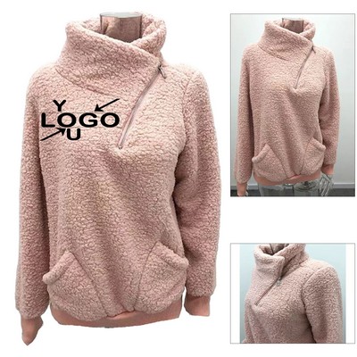 Women's Fuzzy Lapel Fleece Sweatshirt