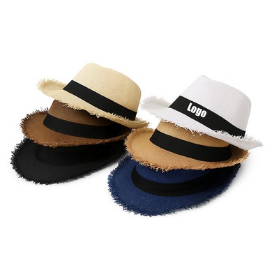 Frayed Straw Fedora Hat