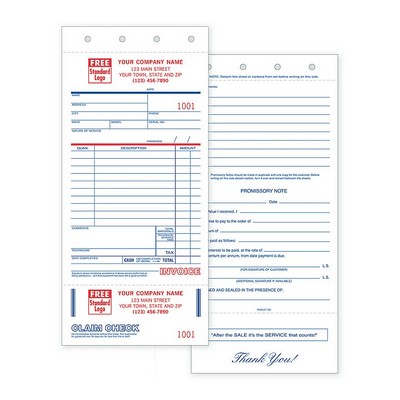 Service Orders - with Claim Checks, Carbonless (3-Part)