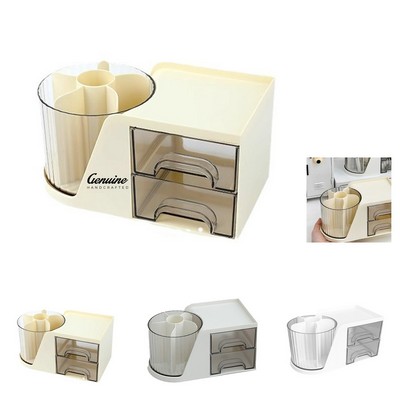 Rotating Desk Organizer with 2 Drawer