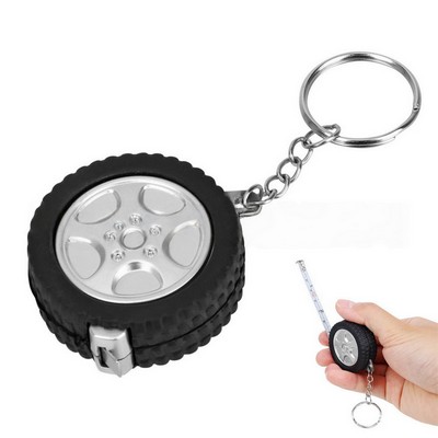 Mini Tire Shape Measuring Tape Keychain 3.28'