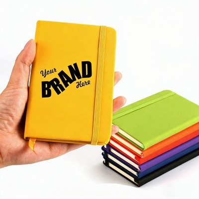 Pocket Size PU Leather Cover Jotter w/ Band