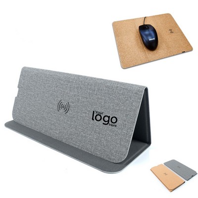 Eco-Friendly Foldable Cork Mouse Pad with Wireless Charging