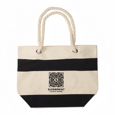 16 oz. Beach Bag - Cotton Canvas Nautical Tote