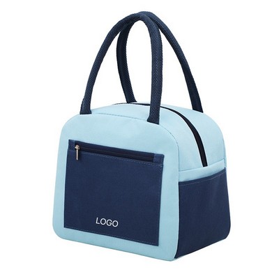 Insulated Lunch Bag with Cationic Fabric Waterproof Color-Block Thermal Meal Tote Leakproof