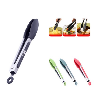 Locking Steel Silicone Food Tong