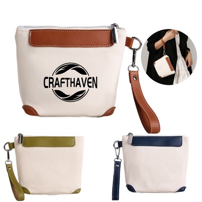 Minimal Canvas Wristlet Pouch