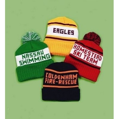 Deluxe Rib Cuff, Heavyweight Knit Hat and Cap with Pom - USA Made Manufacturer