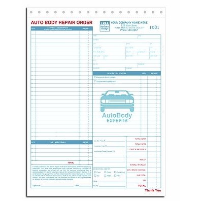 Repair Order Forms - Auto Body (3 Part)