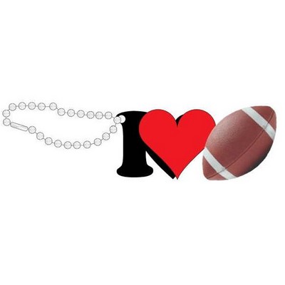 I Love Football Promotional Key Chain w/ Black Back (4 Square Inch)