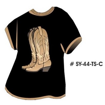 Cowboy Boots T-Shirt Acrylic Coaster w/Felt Back