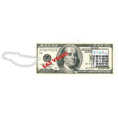 Las Vegas Bingo $100 Bill Key Chain w/ Black Back (4 Square Inch)