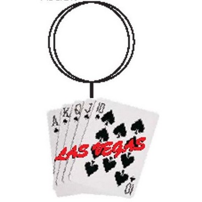 Spades Royal Flush Key Chain w/Clear Mirrored Back (8 Square Inch)