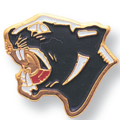 Etched Enameled Mascot Panther Pin