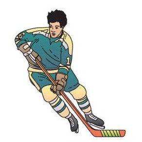 Hockey Player Promotional Magnet w/ Strip Magnet (4 Square Inch)