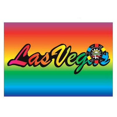 Las Vegas w/ Poker Chip Rectangle Badge w/ Bar Pin (2"x3")