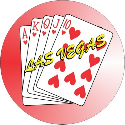 Hearts Royal Flush Round Badge w/ Bar Pin (2 1/2" Diameter)