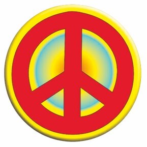 Peace Sign Round Badge w/ Bar Pin (2 1/2" Diameter)