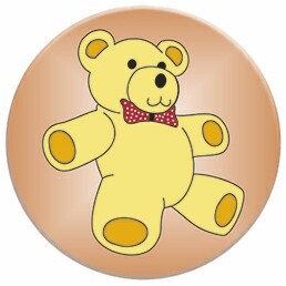 Teddy Bear Round Badge w/ Bar Pin (2 1/2" Diameter)