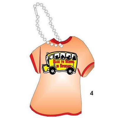 School Bus w/ Slogan T Shirt Key Chain w/ Black Back (4 Square Inch)