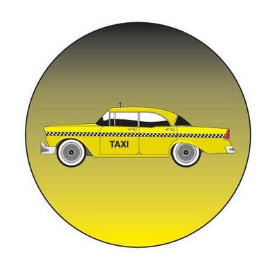 Taxicab Round Badge w/ Bar Pin (2 1/2" Diameter)
