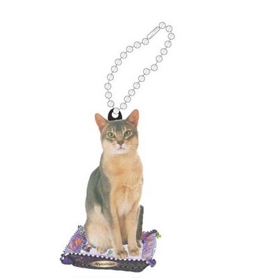 Abyssinian Cat Promotional Key Chain w/ Black Back (8 Square Inch)