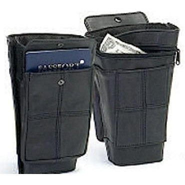 Leather Travel Organizer Ankle Wallet w/Velcro