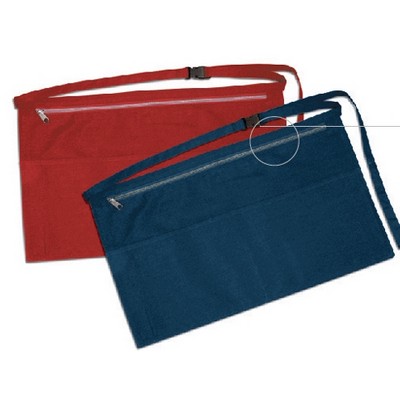 Poly Cotton Twill Bistro Apron w/Adjustable Strap & Zipper Pocket